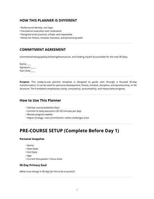 90-Day Course Planner for Men